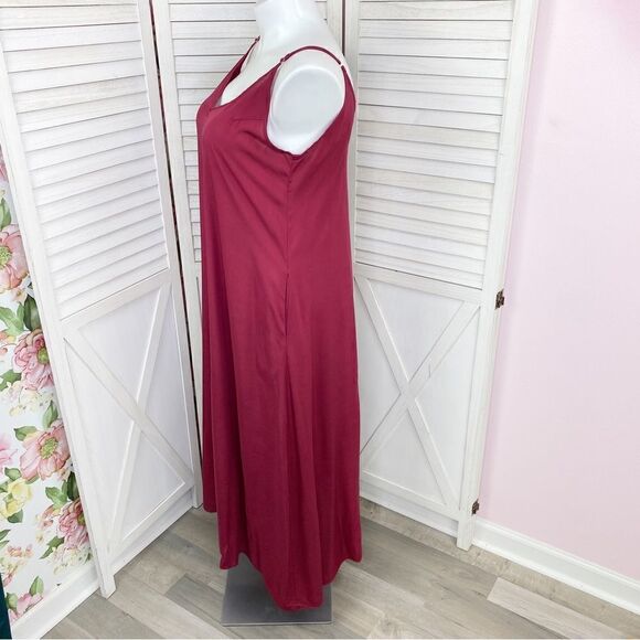 Zanzea Maxi Slip Dress Maroon Red 12 Sleeveless - Picture 2 of 14